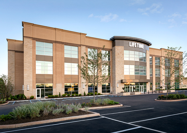 exterior image of 3-story Life Time facility